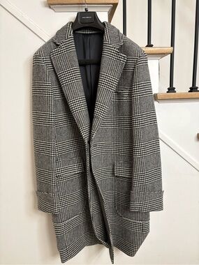 Spier & Mackay black and white check overcoat, like new
